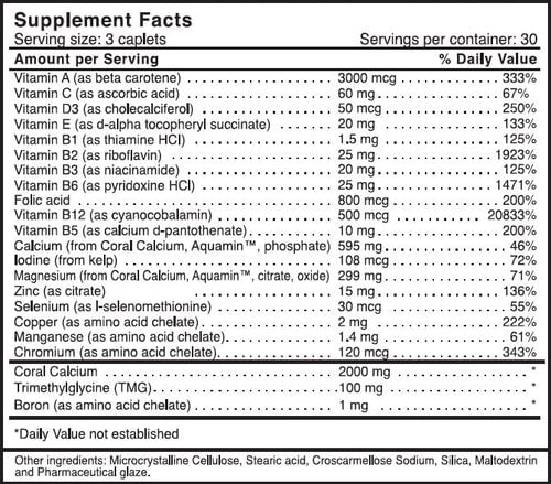 Coral Calcium 2000 Supplement Facts Info